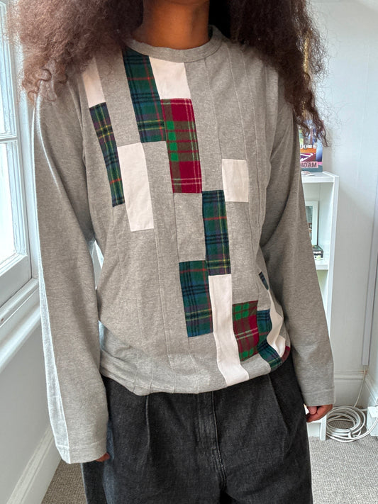 Comme des Garçons Homme aw01 Tartan Patchwork Long-Sleeve T-shirt