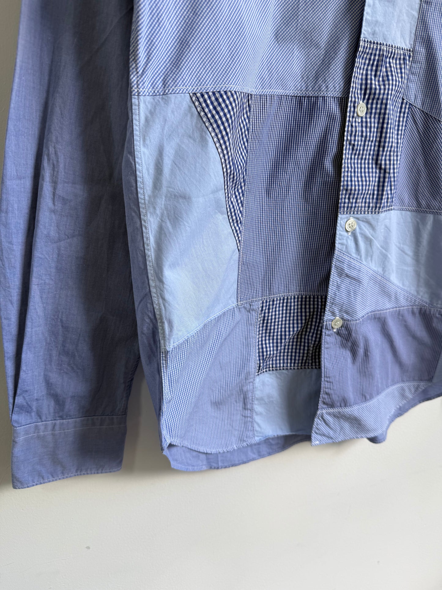 Comme des Garcons Homme AW16 Blue Patchwork Shirt