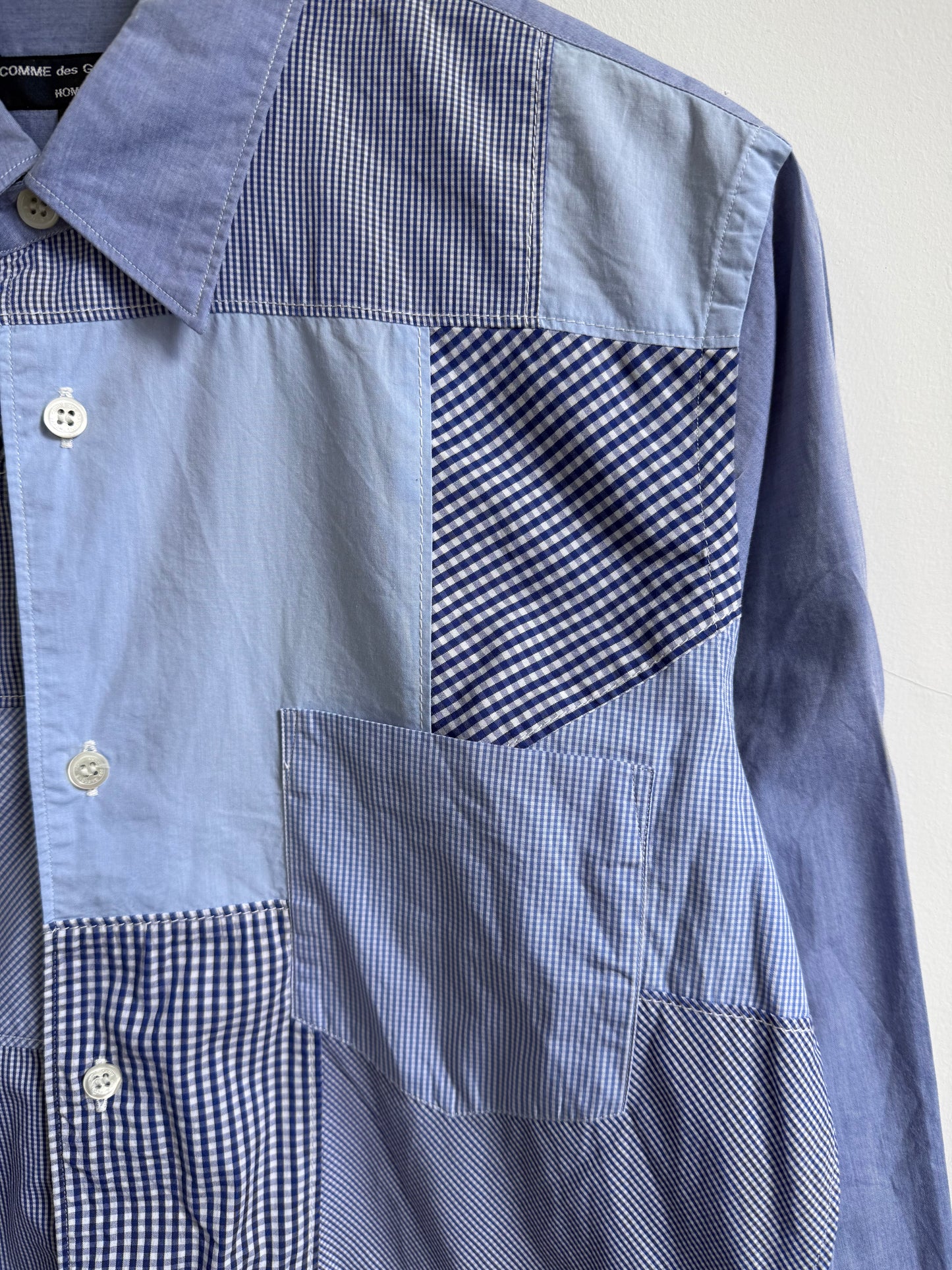 Comme des Garcons Homme AW16 Blue Patchwork Shirt