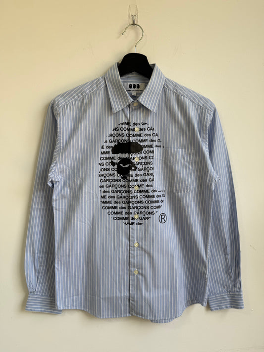 CDG x Bape Logo Print Striped Shirt