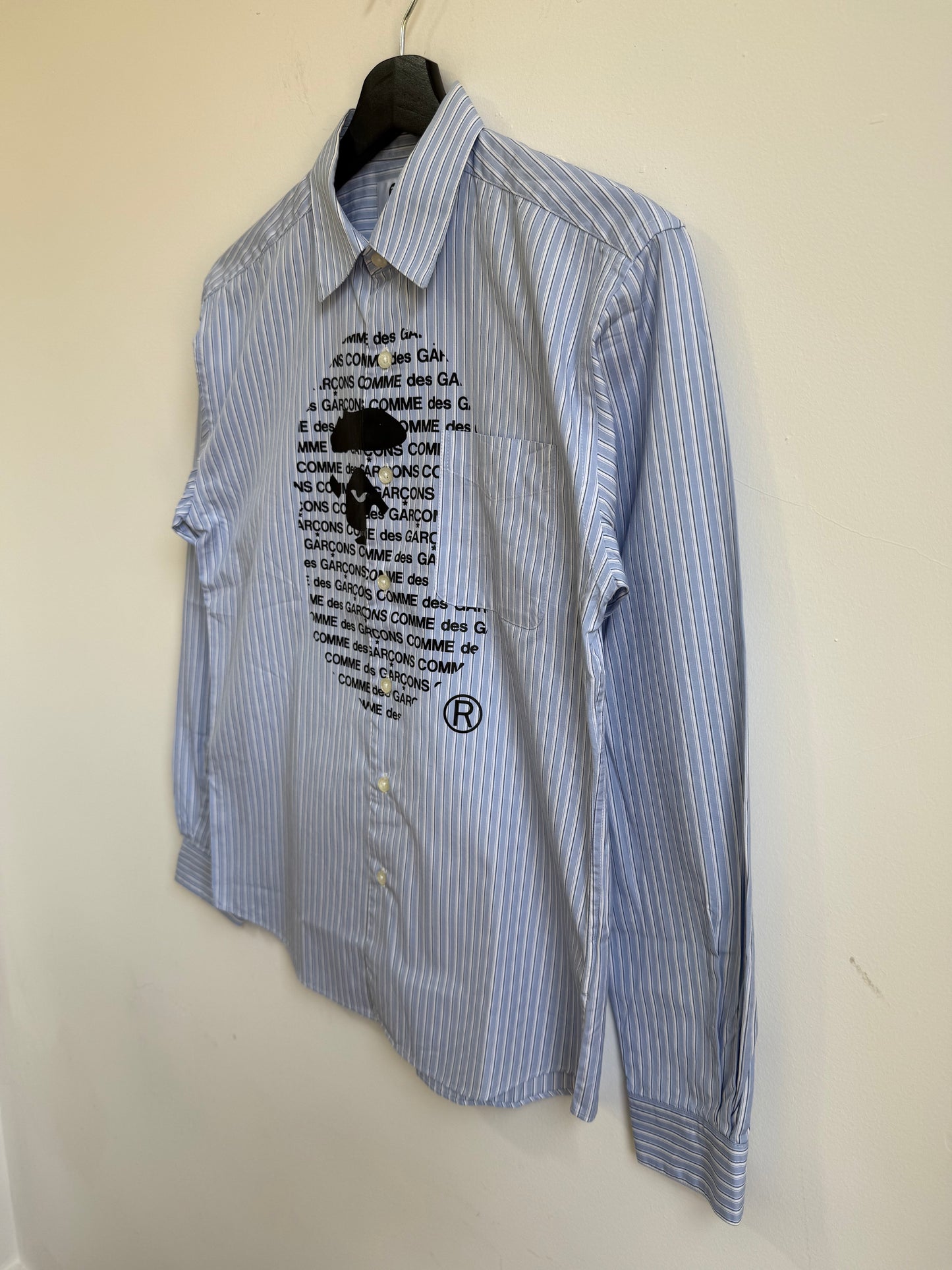 CDG x Bape Logo Print Striped Shirt