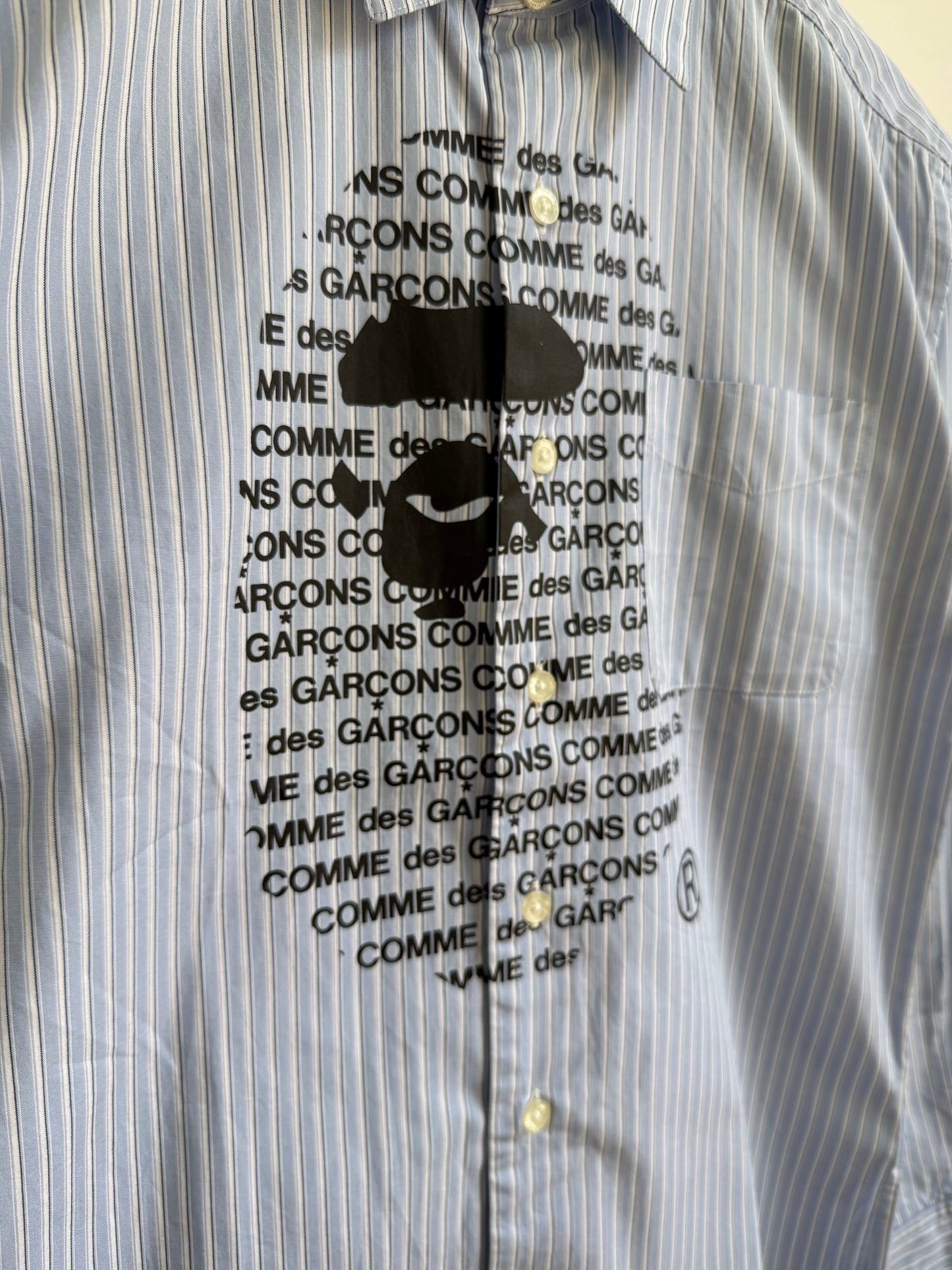 CDG x Bape Logo Print Striped Shirt