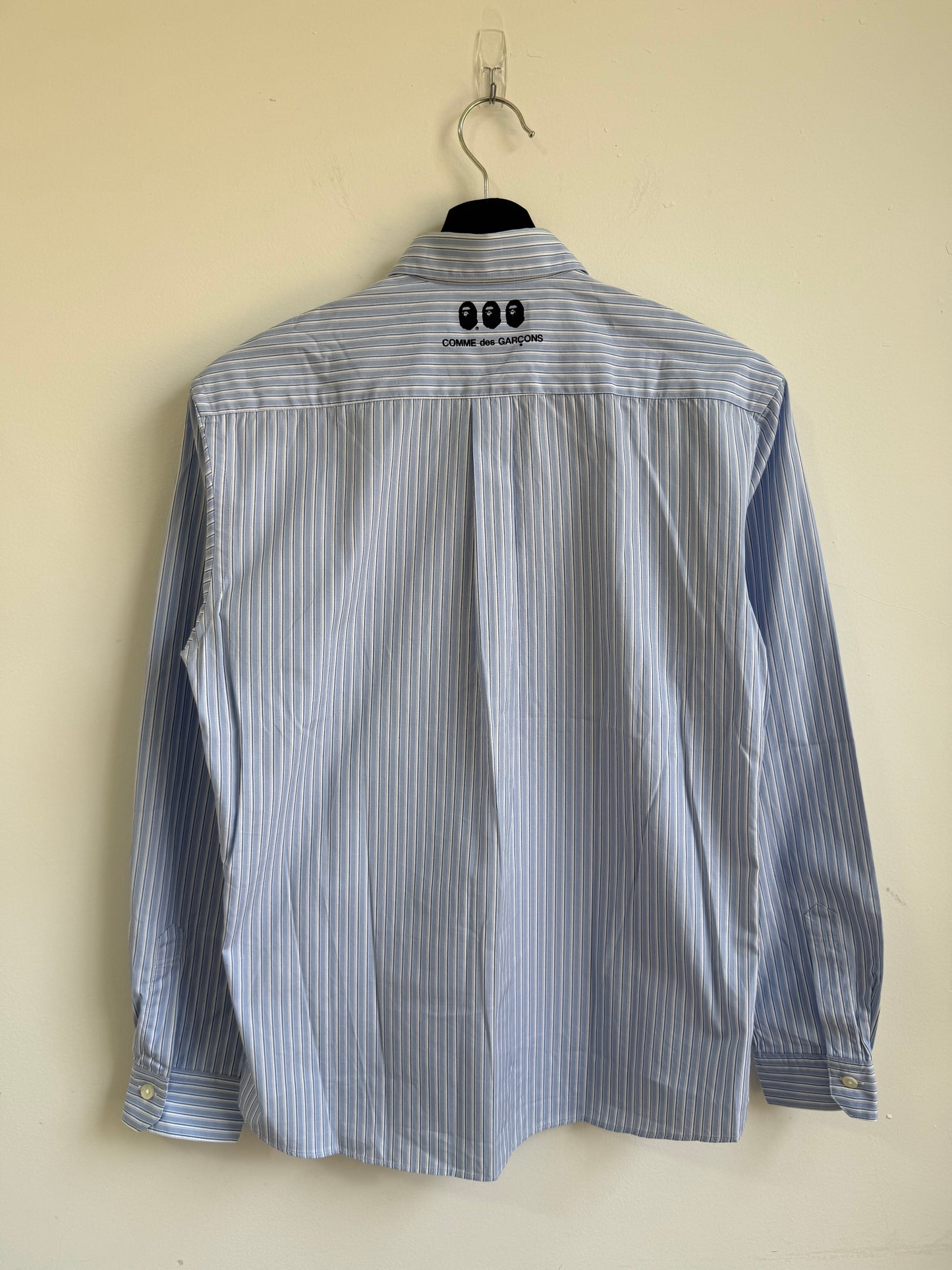 CDG x Bape Logo Print Striped Shirt