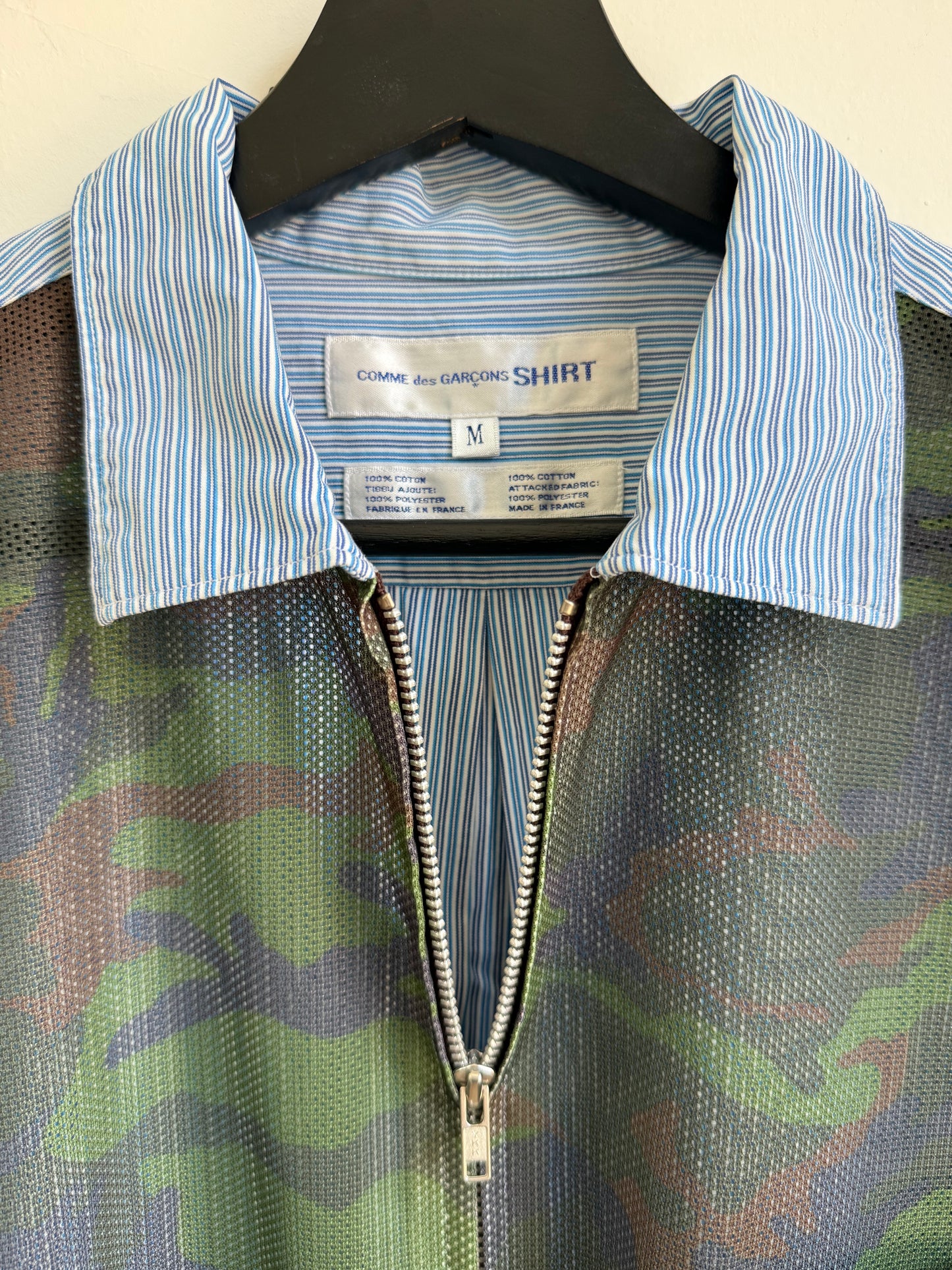 Comme des Garcons Shirt Camo Mesh Zip Shirt