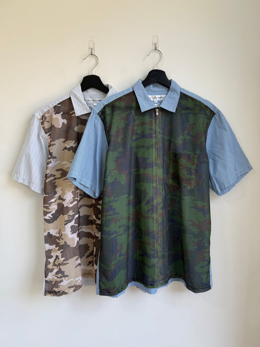 Comme des Garcons Shirt Camo Mesh Zip Shirt