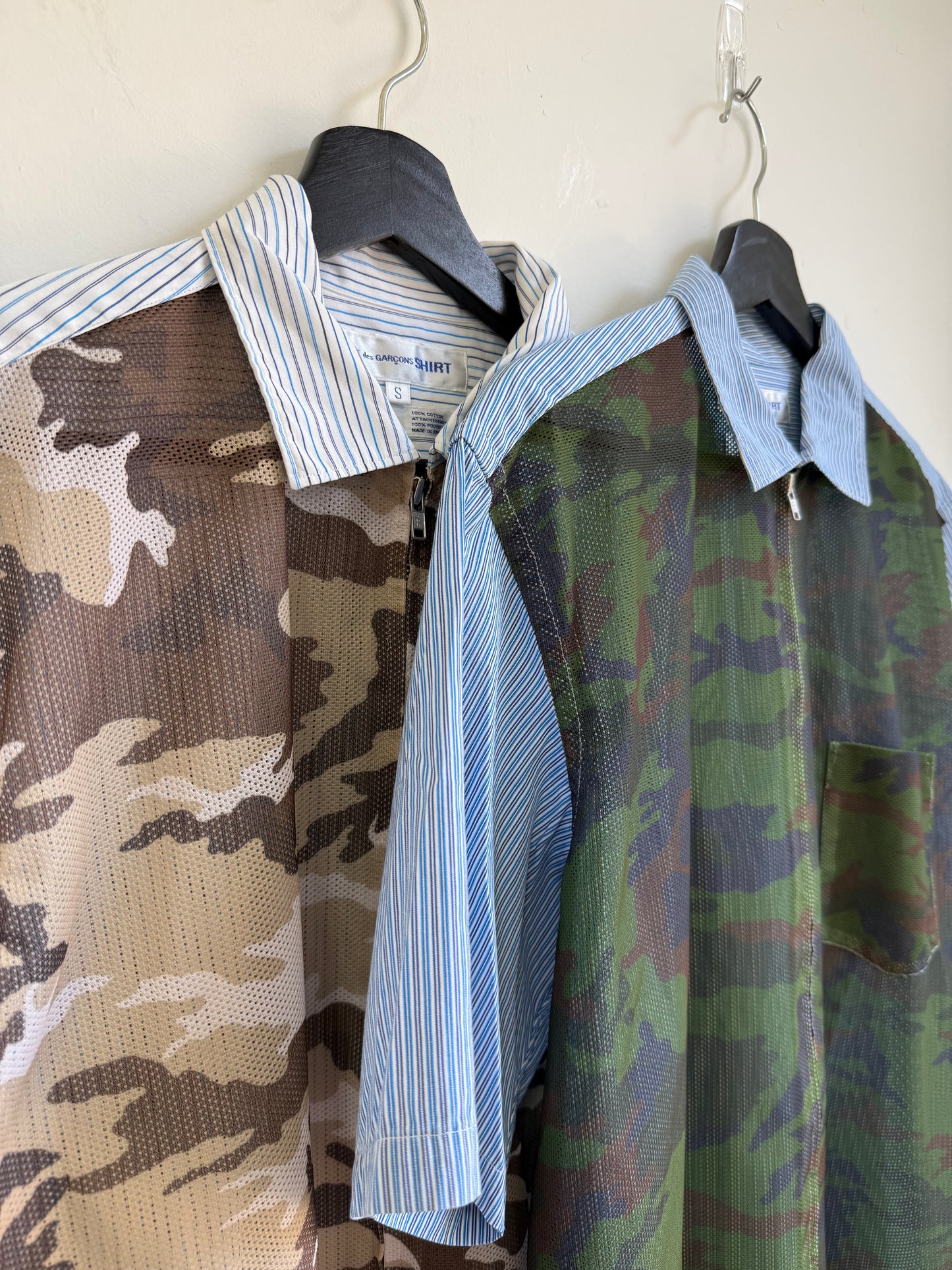 Comme des Garcons Shirt Camo Mesh Zip Shirt