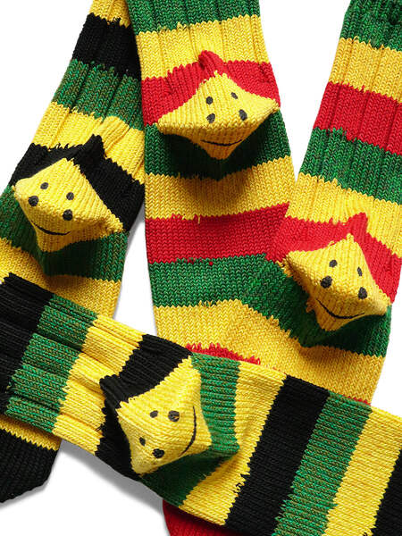 Kapital Rasta Rainbowy Smile Socks in Black