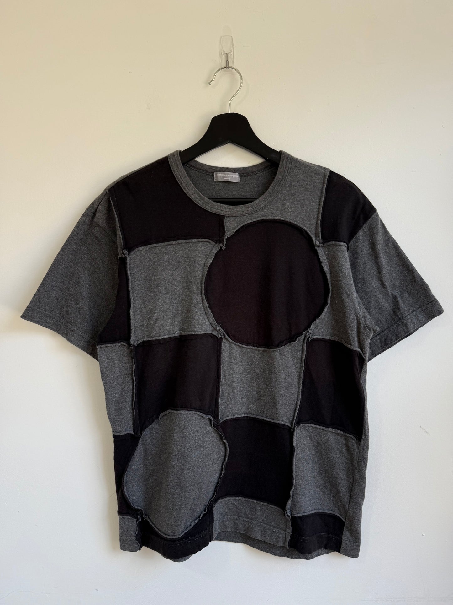Comme des Garcons Homme SS02 Grey Circle Patchwork T-Shirt