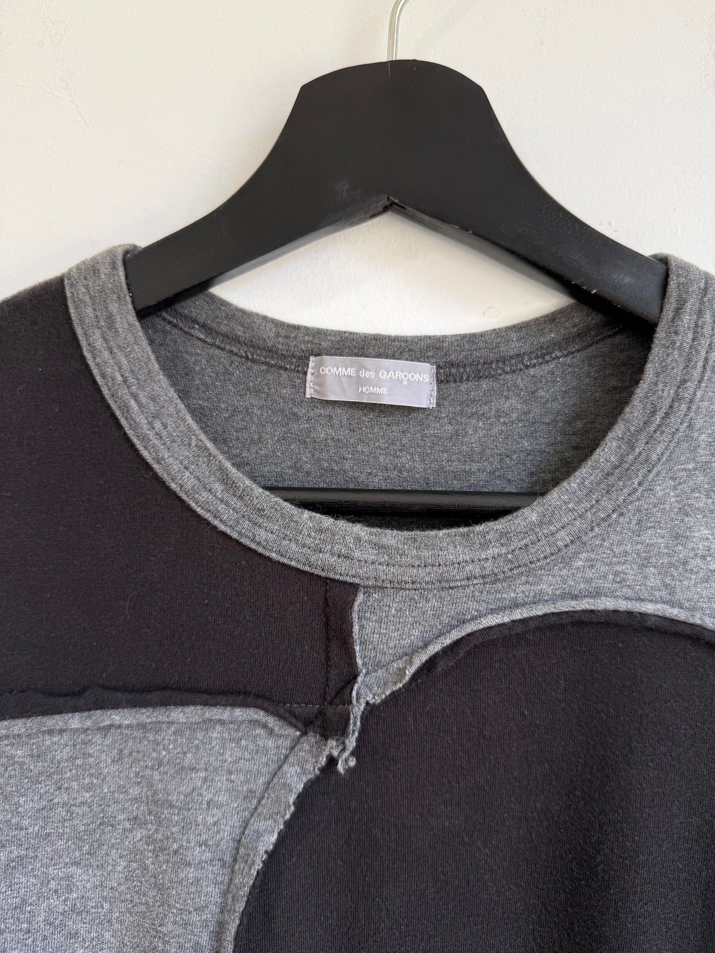 Comme des Garcons Homme SS02 Grey Circle Patchwork T-Shirt