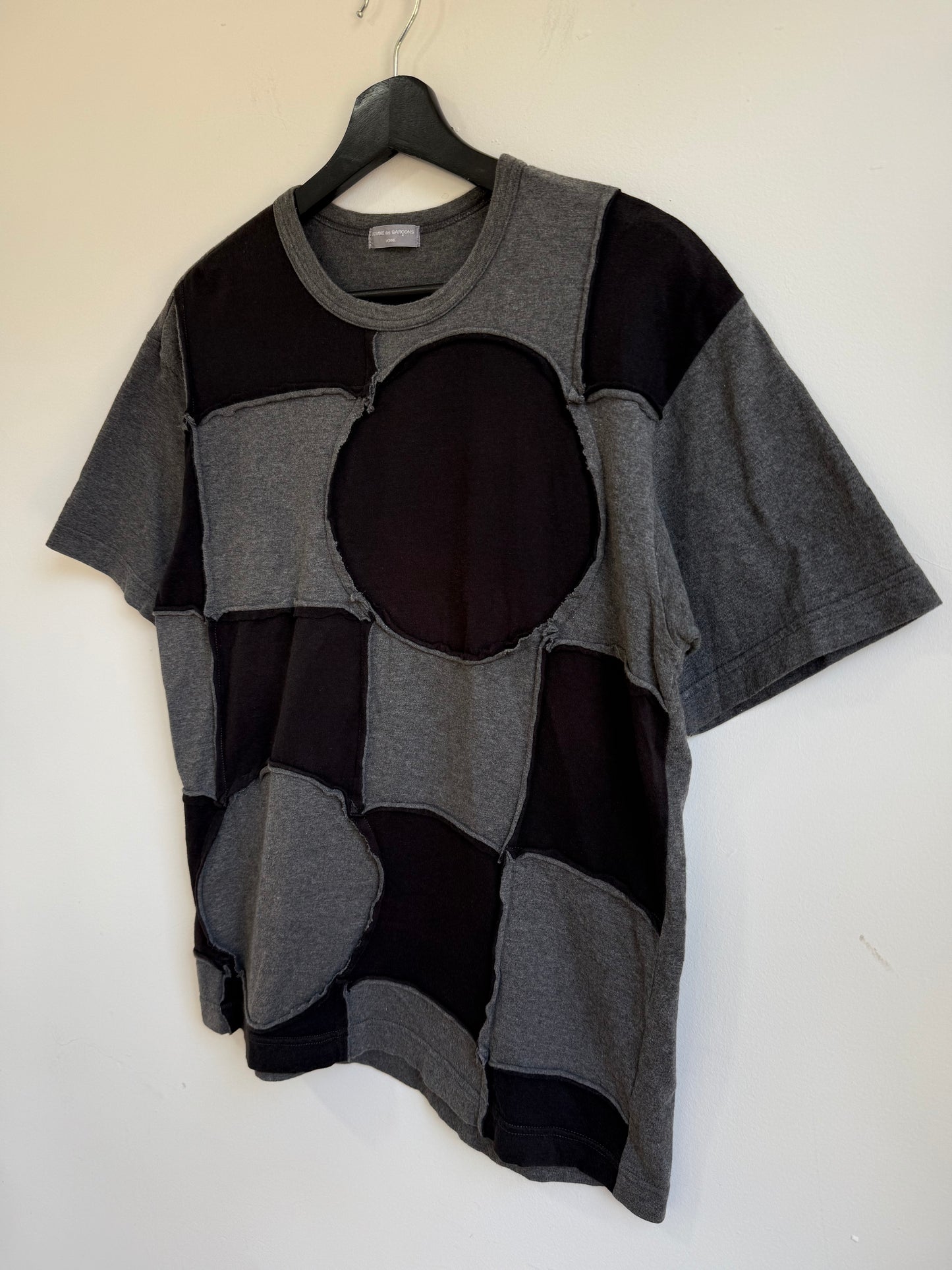 Comme des Garcons Homme SS02 Grey Circle Patchwork T-Shirt