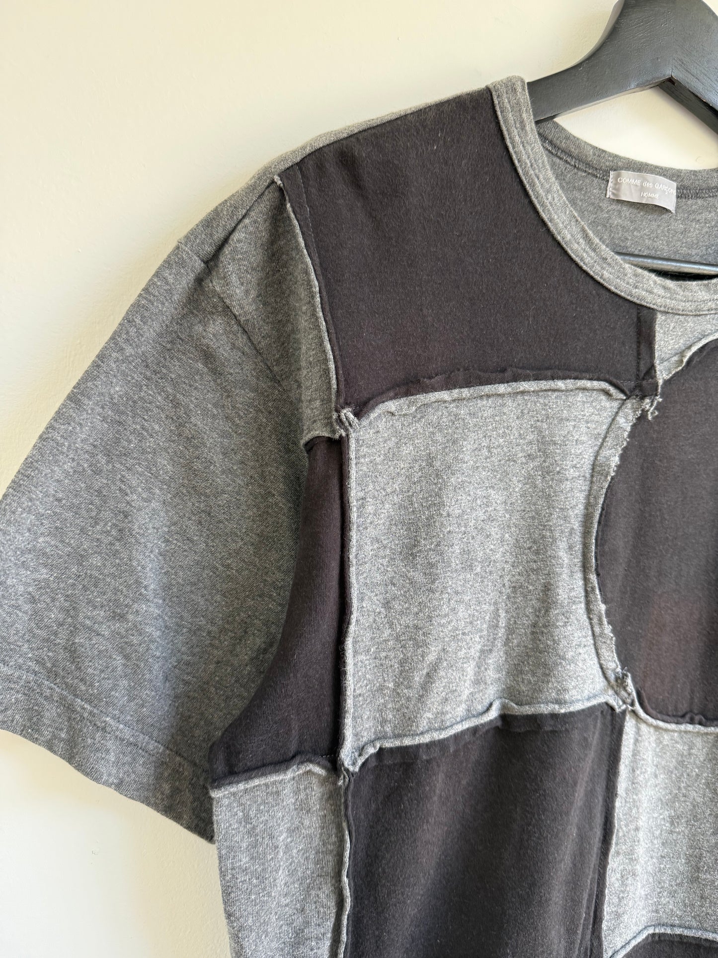 Comme des Garcons Homme SS02 Grey Circle Patchwork T-Shirt