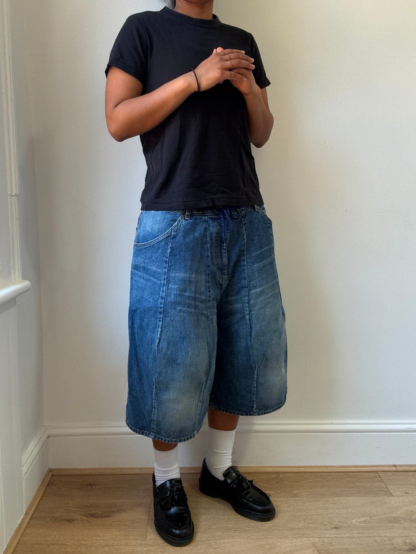 Needles x Beams Indigo Denim Buggy Shorts