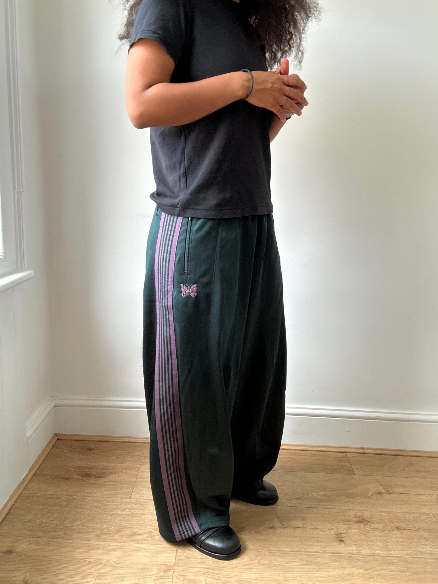 Needles H.D Trackpants - Forest Green /Pink