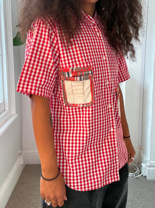Comme des Garçons Homme Plus SS10 Gingham Patchwork 3D Pocket Shirt