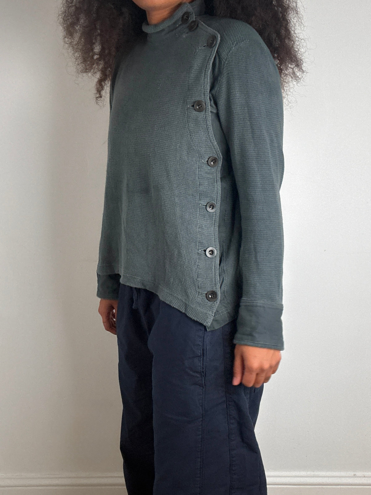 Y's Yohji Yamamoto Asymmetric Button Waffle Knit