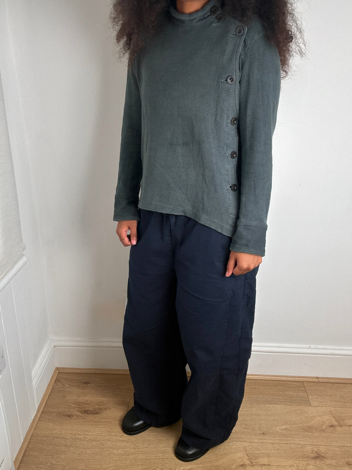 Y's Yohji Yamamoto Asymmetric Button Waffle Knit