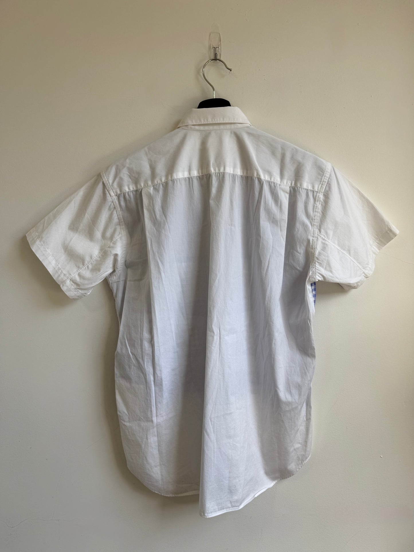 Comme des Garcons SHIRT ss21 Blue Gingham Stripe Patchwork Shirt