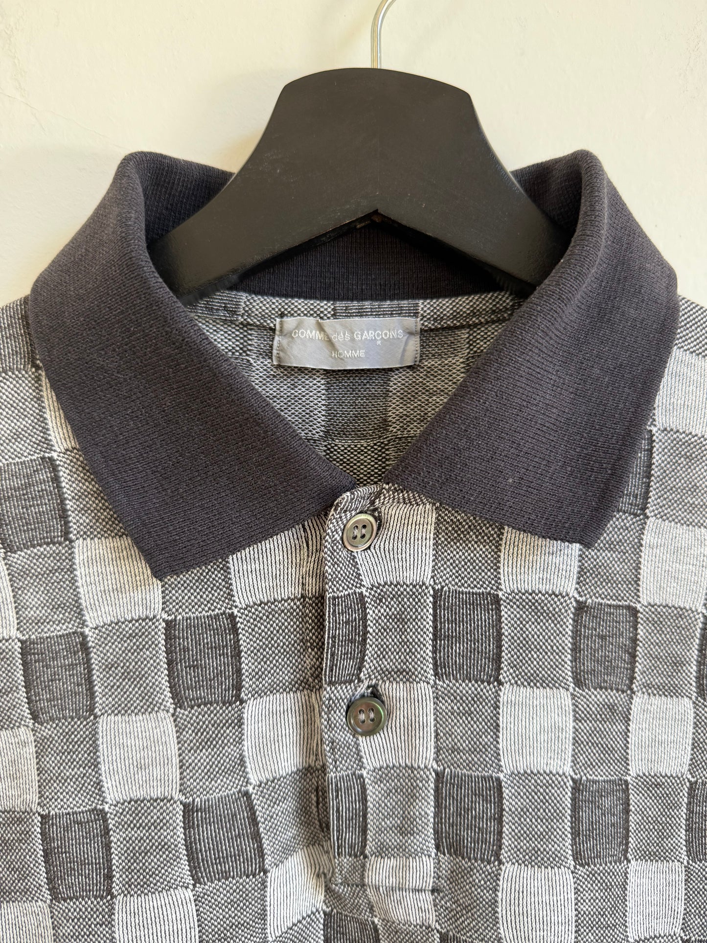 Comme des Garcons Homme 90s/00s Checkerboard Knit Polo