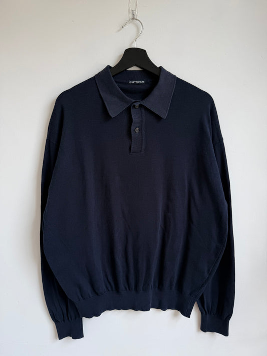 Issey Miyake Men AW91 Navy Polo Knit Sweater