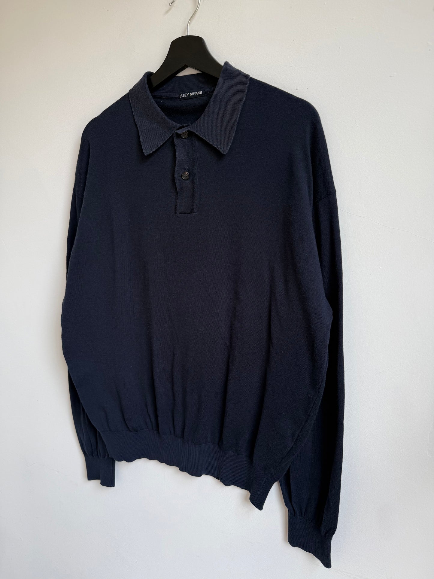 Issey Miyake Men AW91 Navy Polo Knit Sweater
