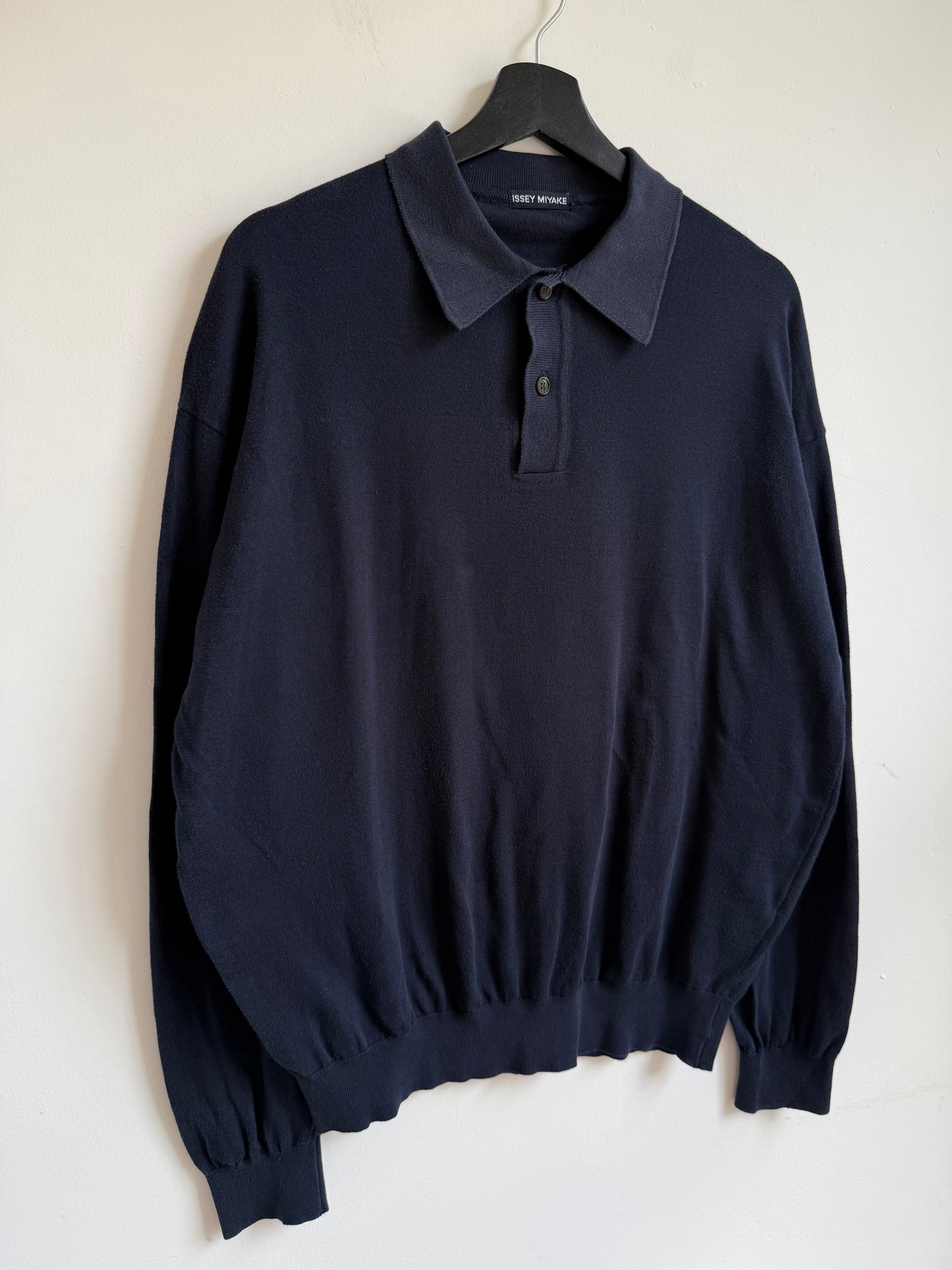 Issey Miyake Men AW91 Navy Polo Knit Sweater