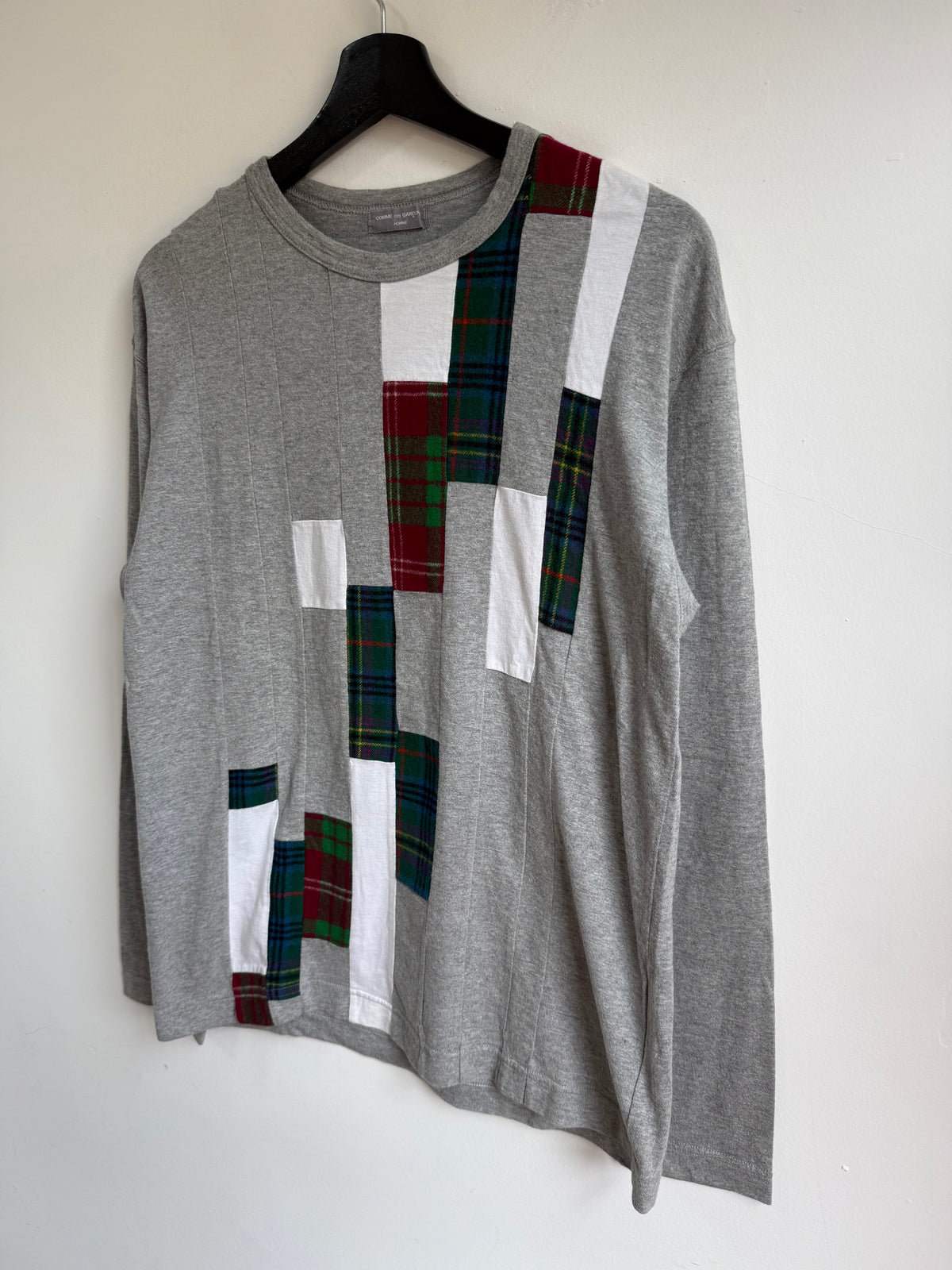 Comme des Garçons Homme aw01 Tartan Patchwork Long-Sleeve T-shirt