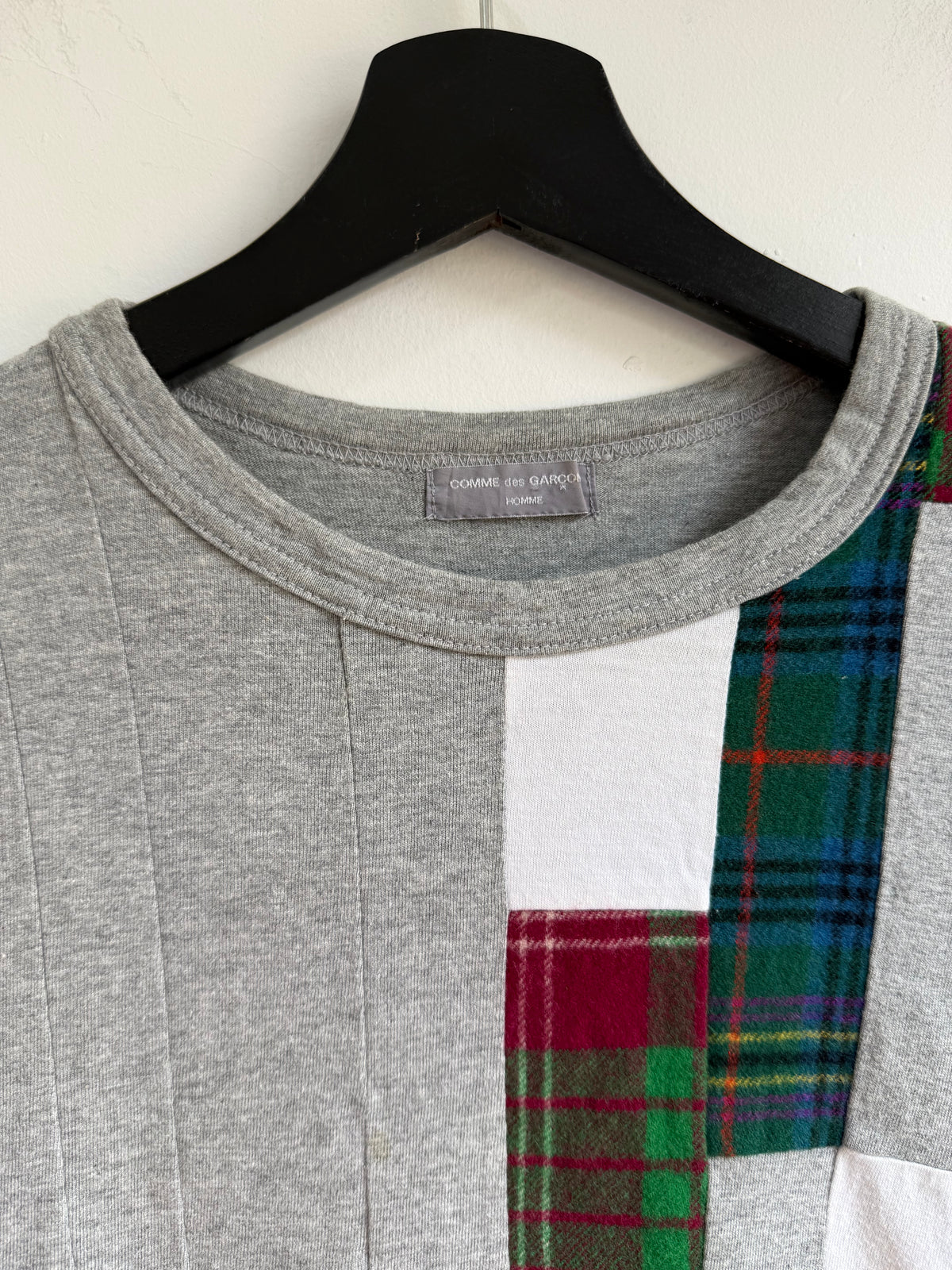 Comme des Garçons Homme aw01 Tartan Patchwork Long-Sleeve T-shirt