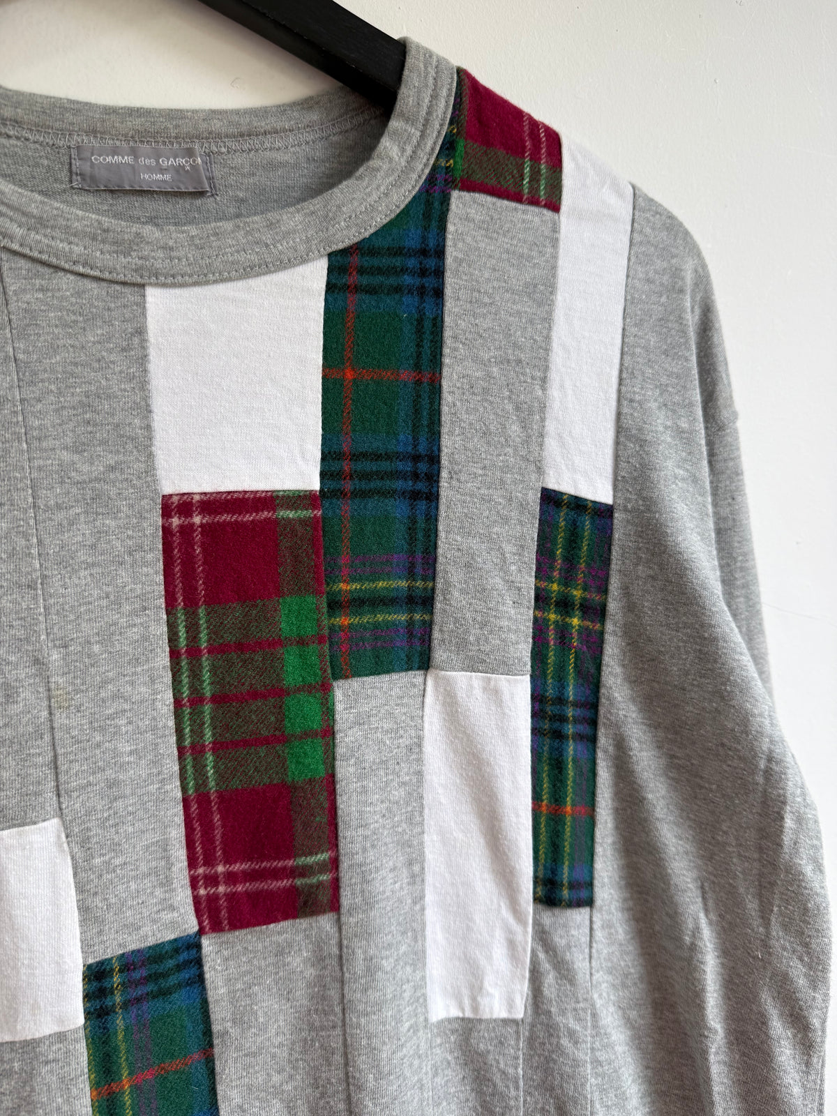 Comme des Garçons Homme aw01 Tartan Patchwork Long-Sleeve T-shirt