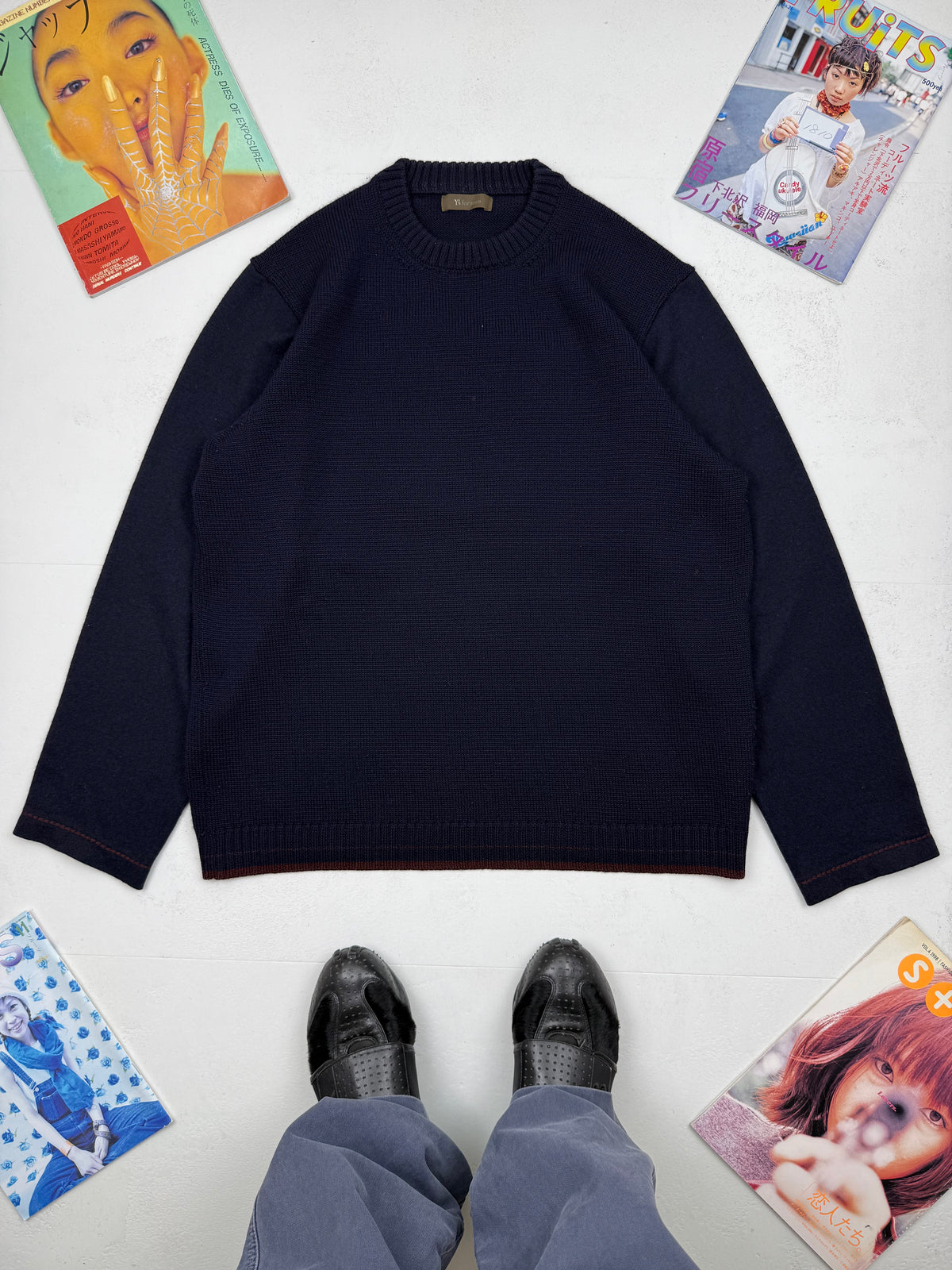 Y’s for Men Contrast Sleeve Wool Knit Sweater