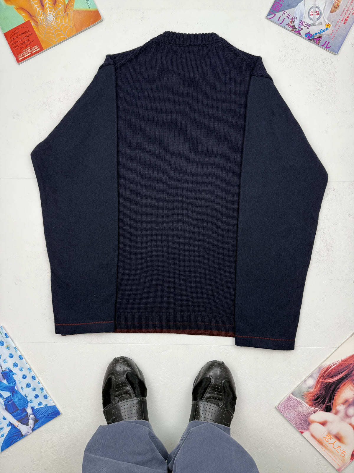 Y’s for Men Contrast Sleeve Wool Knit Sweater