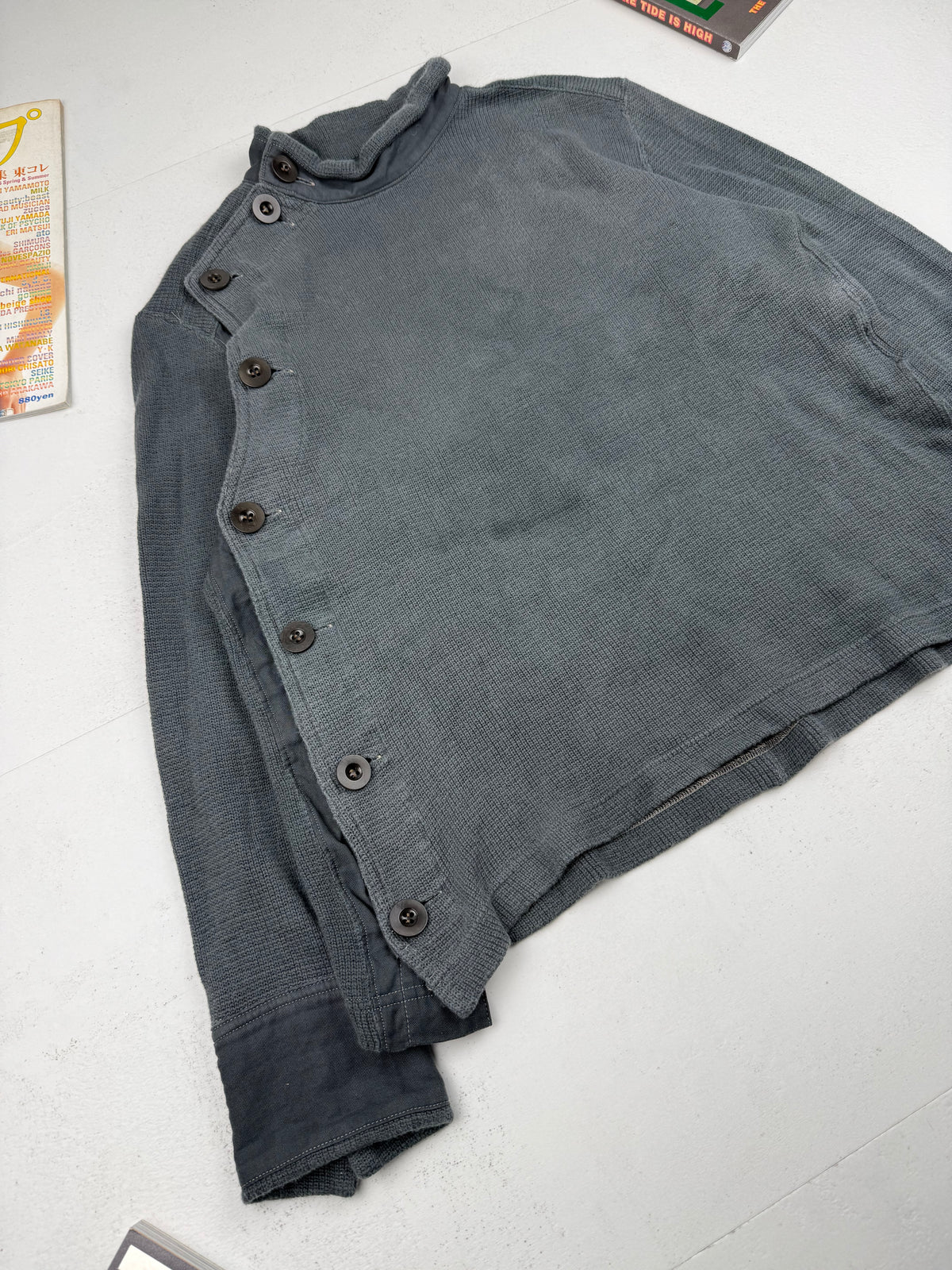 Y's Yohji Yamamoto Asymmetric Button Waffle Knit