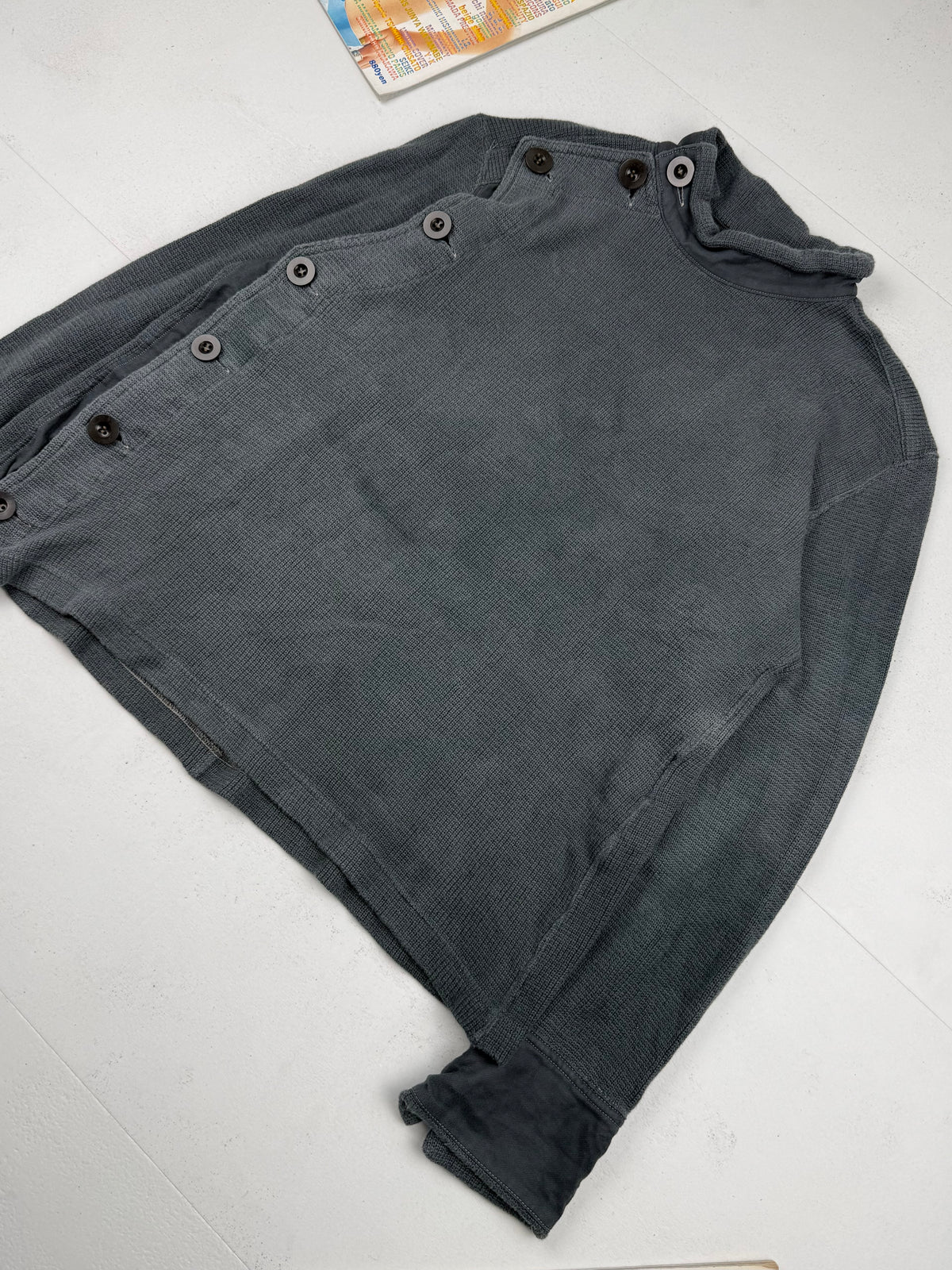 Y's Yohji Yamamoto Asymmetric Button Waffle Knit