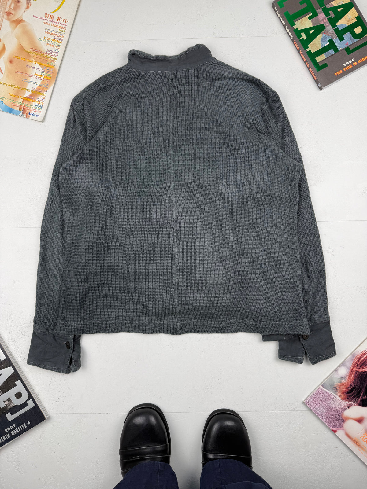 Y's Yohji Yamamoto Asymmetric Button Waffle Knit