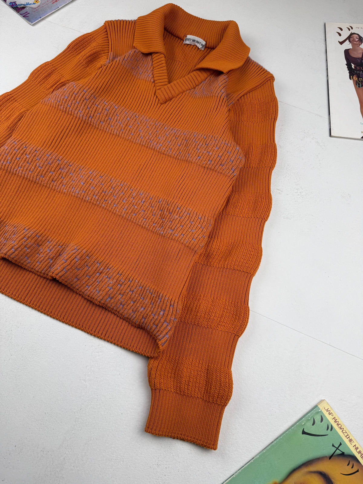 Issey Miyake aw97 Archive Orange "Wobbly" Knit Sweater