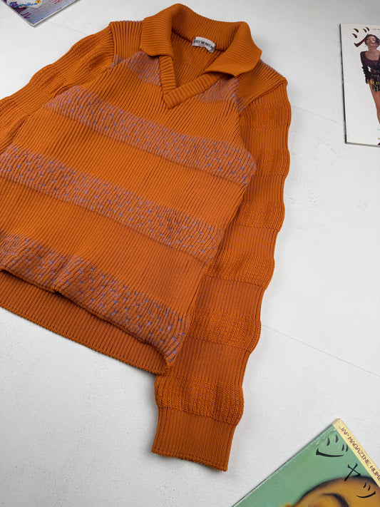 Issey Miyake aw97 Archive Orange "Wobbly" Knit Sweater