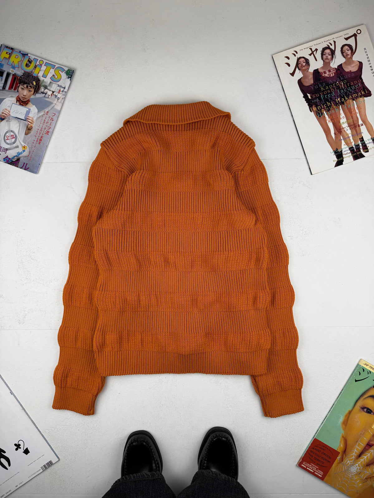 Issey Miyake aw97 Archive Orange "Wobbly" Knit Sweater