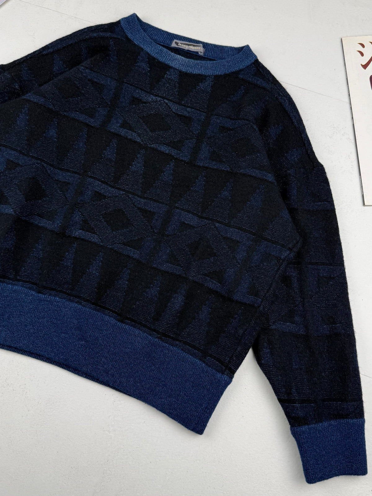 Issey Miyake 80s Geometric Pattern Wool Knit Sweater