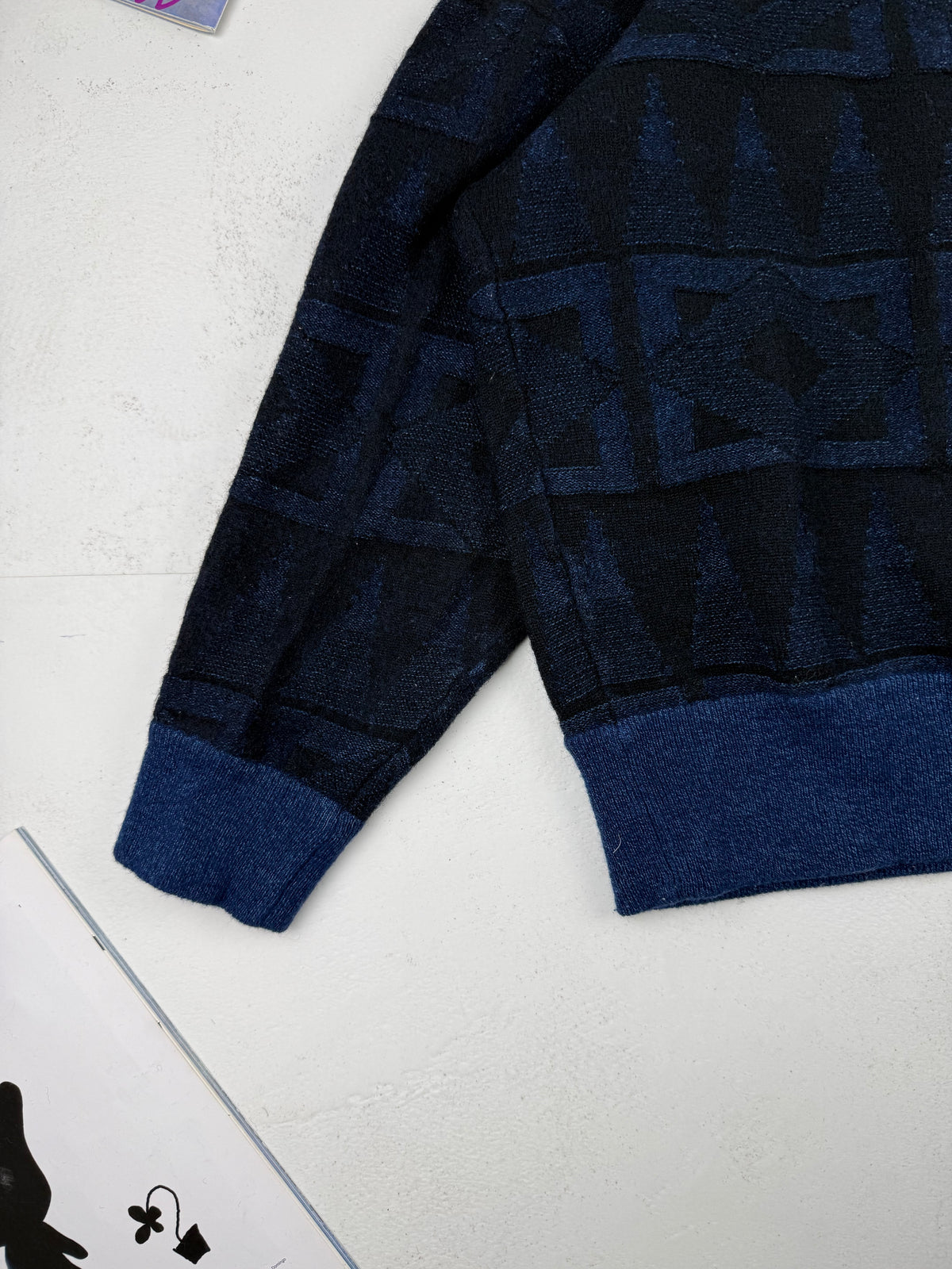 Issey Miyake 80s Geometric Pattern Wool Knit Sweater