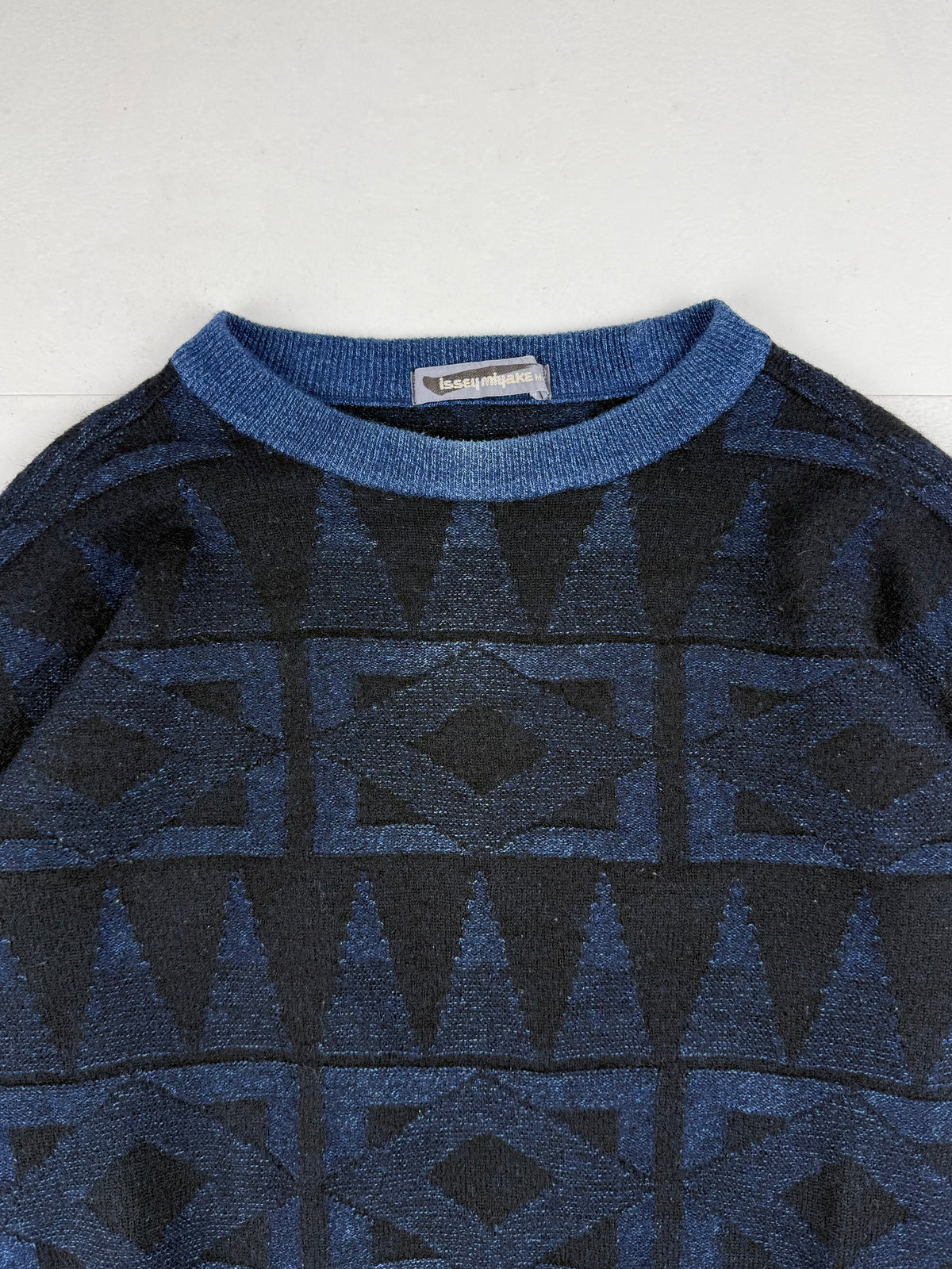 Issey Miyake 80s Geometric Pattern Wool Knit Sweater