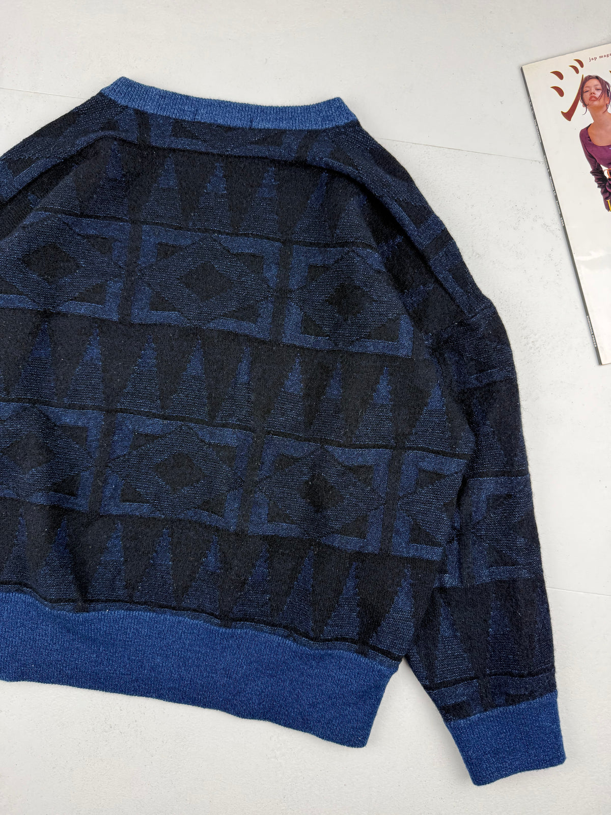 Issey Miyake 80s Geometric Pattern Wool Knit Sweater